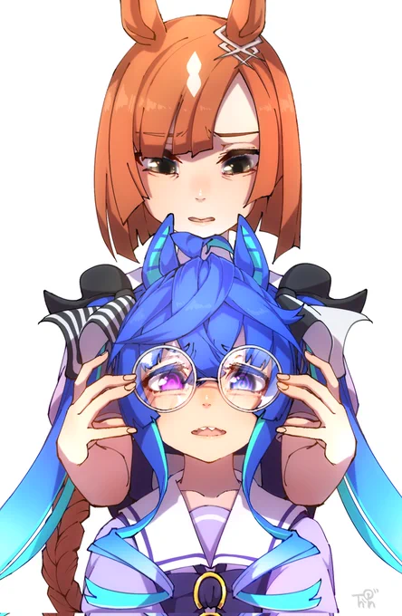 #今年も残りわずかなので今年一番伸びた絵を貼る見た絵描きさんも強制でやる 好奇心でイクノのメガネを借りたたぼしとたぼしにメガネを貸してあげるイクノ!