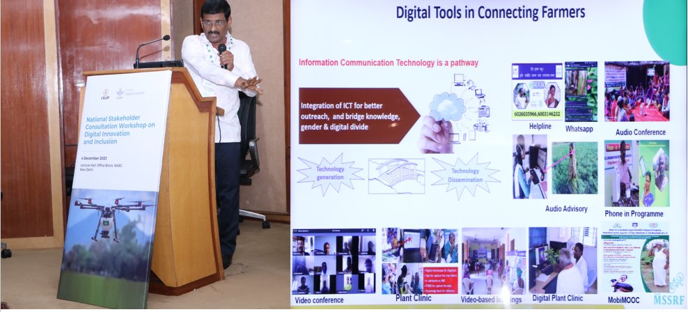 .<a href="/Rajkumarmssrf/">R Rajkumar, R&D Professional</a> spoke on <a href="/mssrf/">MSSRF</a>'s digital innovations that help bridge the #gender #digital divide among #farmers, at the National Consultation Workshop on Digital Innovation &amp; Inclusion organised by <a href="/CGIAR/">CGIAR</a> &amp; Centre for Research on Innovation &amp; Science Policy (CRISP) in New Delhi
