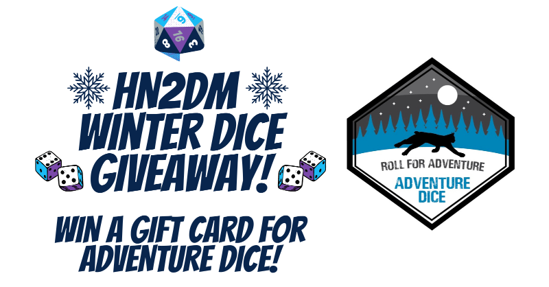 HN2DM's tweet photo. HN2DM DICE GIVEAWAY
🎲🎲🎲
To help spread holiday cheer I'm gifting TWO @AdventureDice gift cards! Treat yourself or get some nice dice for someone you love!
🎁🎁🎁
RETPOST this, FOLLOW me, and click below for more entries! Drawing happens on December 24th, 3pm EST. #ttrpg
❄️❄️❄️