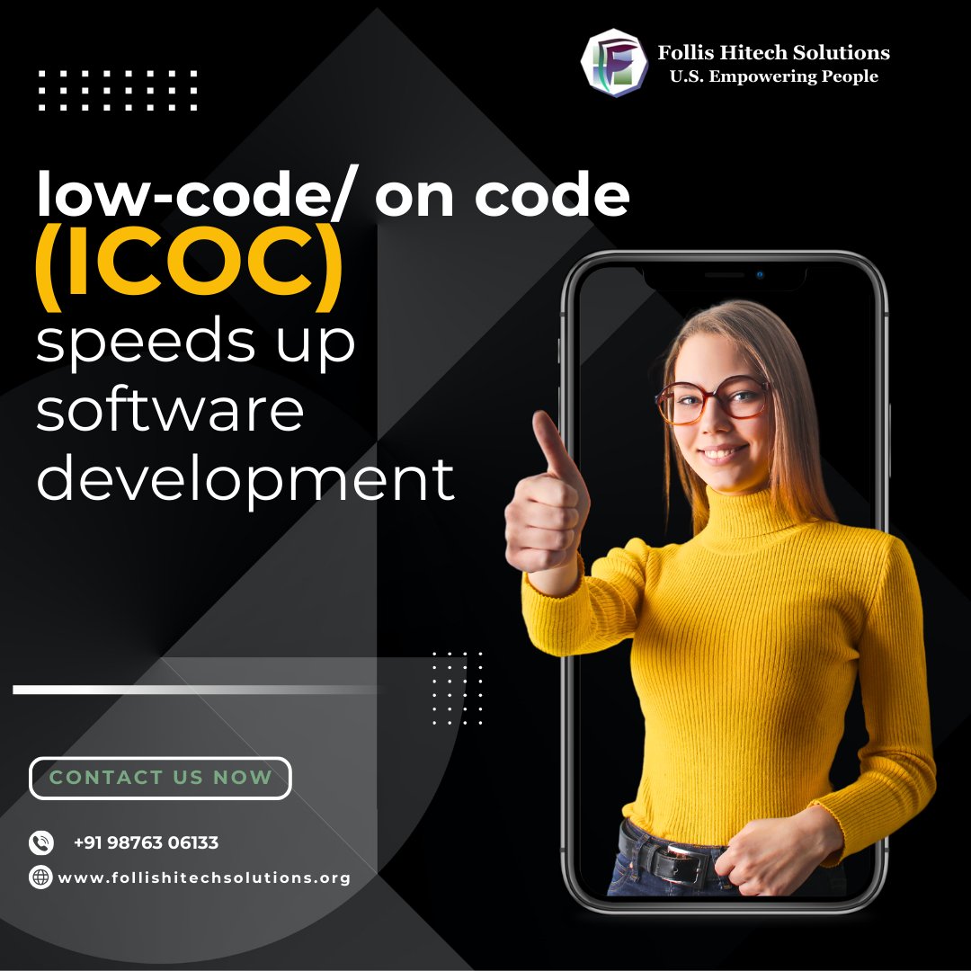 FollisHitech's tweet image. Revolutionize your software development journey with our low-code/ no-code magic! 🚀💻 Unlock the speed of innovation and simplify your code with #FollisTechSolutions. Call now at +91 98763 06133 or visit follishitechsolutions.org. #InnovationInCoding #LowCodeMagic #ICOC