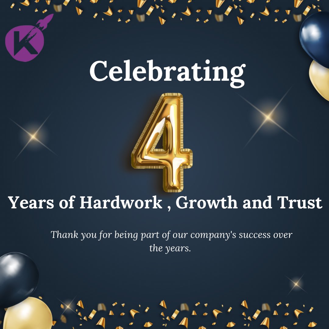 Karyarth_'s tweet photo. Four Years of Gratitude, Growth, and Greatness. Thank you for being part of our journey – here’s to the incredible team and our cherished supporters who make every milestone possible. Cheers to many more years of shared success and achievements! 

#celebration #karyarth #job https://t.co/yv6zxlqndK