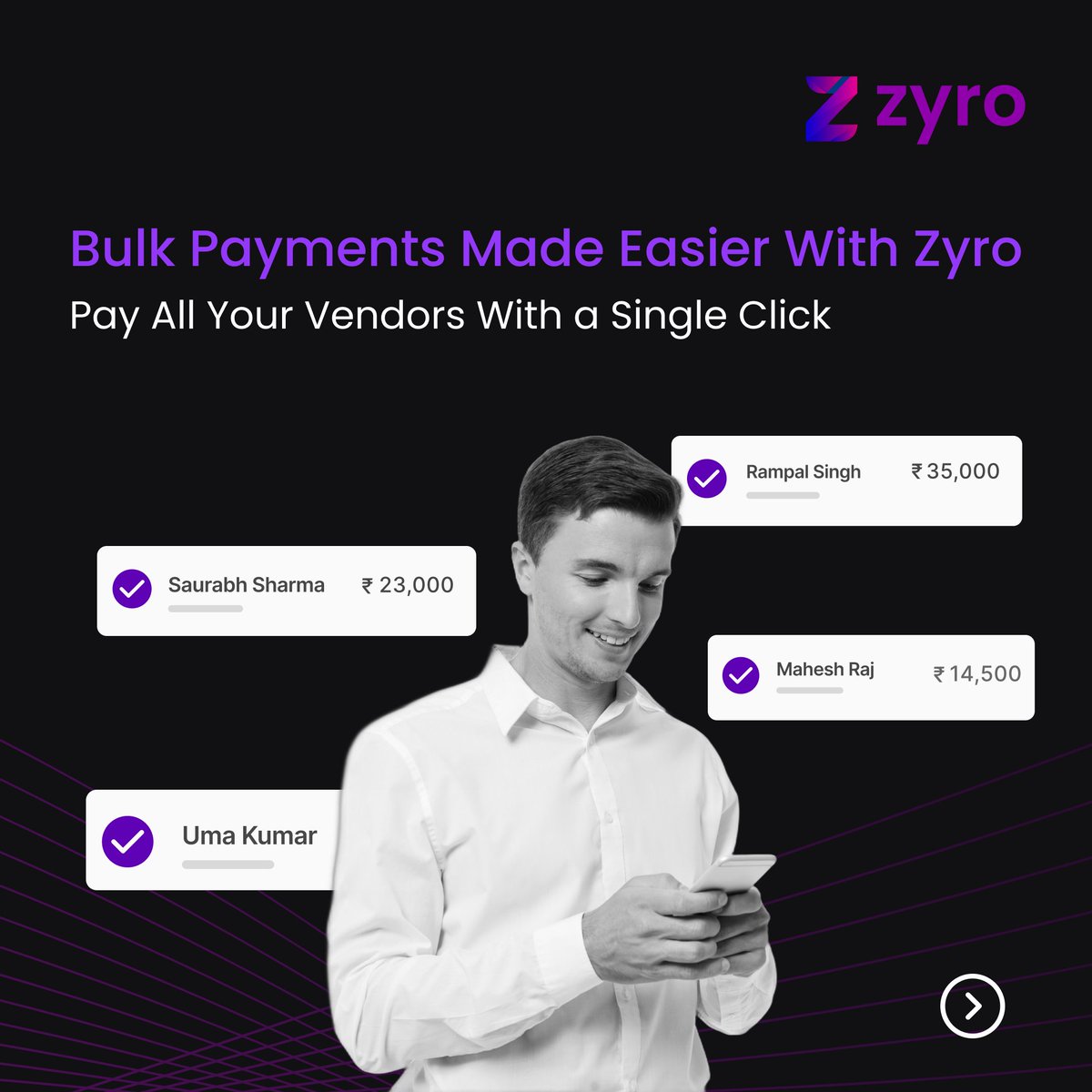 myzyro's tweet image. Enhance your payment process effortlessly using Zyro's Vendor Payment! 
Clear vendor dues seamlessly manage finances efficiently, and optimize your operations with the Zyro Revolution! 🚀 

#ZyroPayments #EfficientPayments #PaymentAutomation #FintechSolutions #BusinessEfficiency