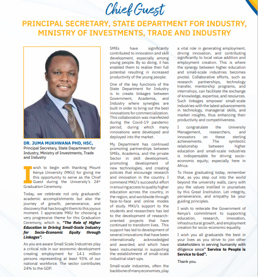 MountKenyaUni's tweet photo. Message from the Chief Guest
#MKU24thGraduation https://t.co/2jRzpgjxwu