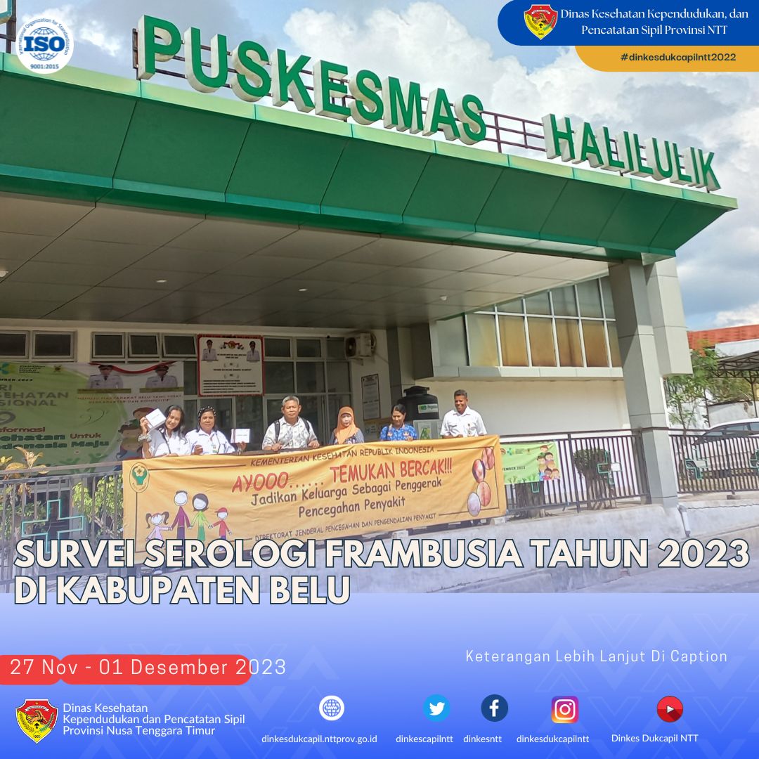 dinkesntt's tweet photo. Survei Serologi Frambusia Tahun 2023 di Kabupaten Belu Pada 27 November - 01 Desember 2023.
#dinkesdukcapilntt2023 #P2PM #NTDs #Eradukasiframbusia #reformasibirokrasi https://t.co/swCqYrHnkn