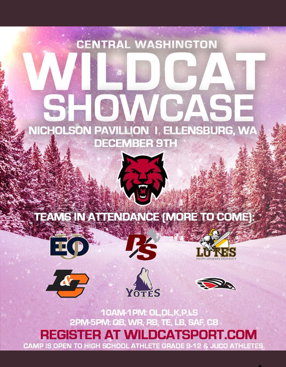 Looking forward to attending the Central Washington showcase on Saturday! Thank you <a href="/CoachRipken/">Ripken Braman</a> for the invite!