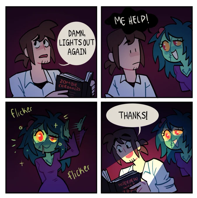 Perks of a glow in the dark zombie girlfriend! 