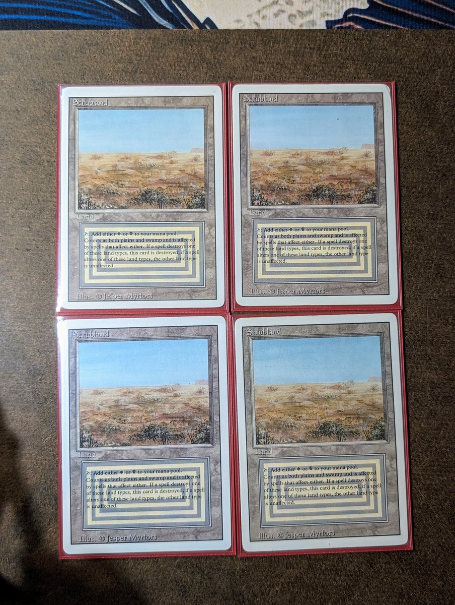 SlyJokerX7's tweet photo. Cleaned up a play set of Scrubland's for a friend of mine. I think they turned out pretty nicely.
#whiteborder #MTG #MTGLegacy https://t.co/obhTa1Lw93