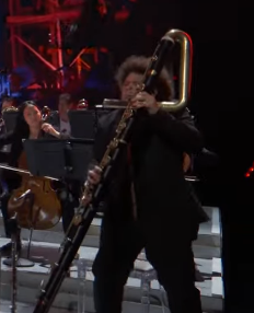 SongbirdN7's tweet photo. Flute Guy (Pedro Eustache) as the final boss of a video game. He has 3 phases and his contrabass flute does massive AOE damage #TheGameAwards https://t.co/nFGLLyOjsh