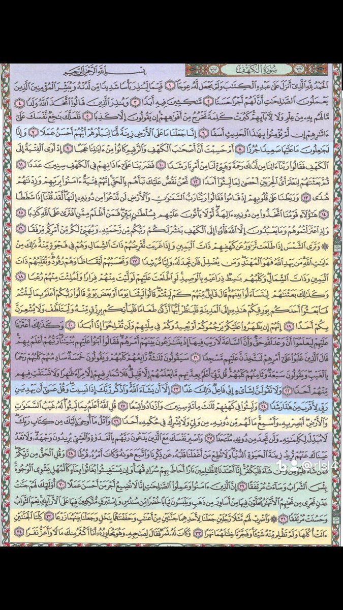 قال ﷺ من قرأ سوره الكهف في #يوم_Iلجمعه اضاء له من النور مابين الجمعتين..