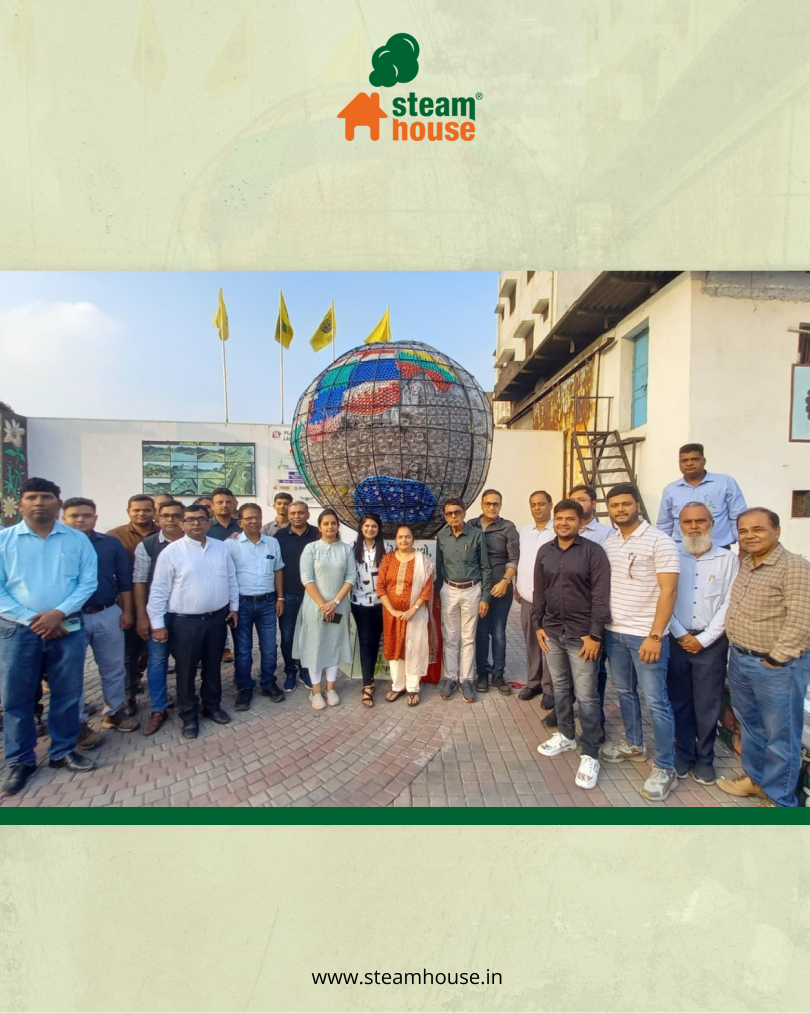 SteamHouseIndia's tweet photo. "Stop plastic pollution, be a part of the solution".
Raising awareness against plastic pollution, a globe made completely out of plastic waste has been installed at Amrut Van-2, GIDC, Pandesara, Surat.
#steamhouse #CSR #plasticwaste #recycledplastic https://t.co/JeLE2rEmFR
