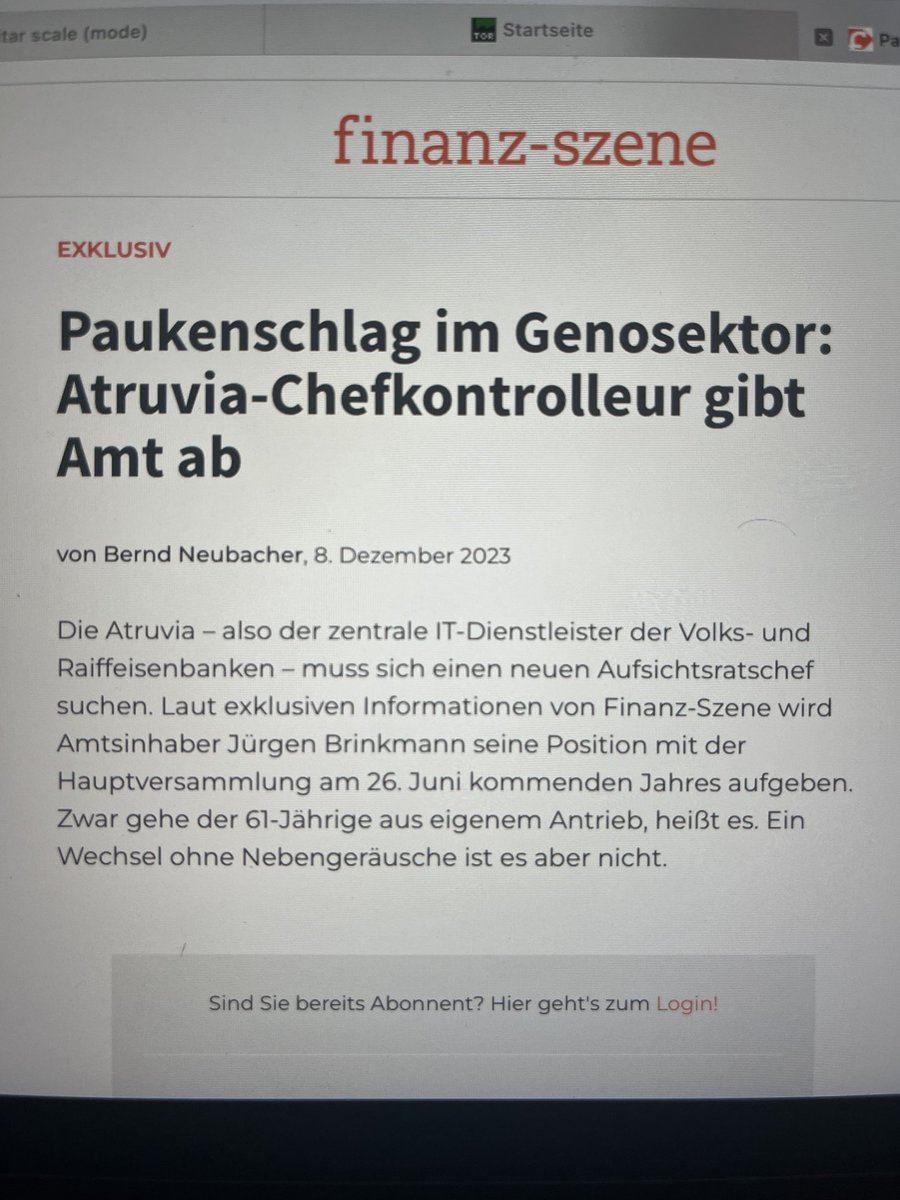 neubacher_b's tweet photo. #Genossenschaftsbanken #IT #Atruvia   Der genossenschaftliche IT-Dienstleister Atruvia muss sich einen neuen Aufsichtsratschef suchen: Jürgen Brinkmann gibt sein Amt auf der nächsten Hauptversammlung nach dann neun Jahren ab. https://t.co/ON27mODlBk