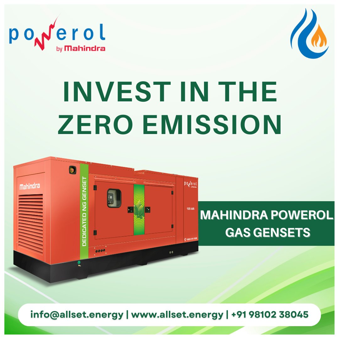 #MahindraPowerolGasGensets are a #sustainable #energysolution that empowers a #greenfuture with #efficientenergy 

#AllsetEnergy