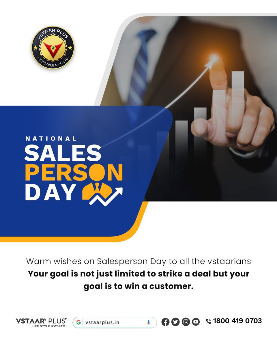 Vstaarplus_'s tweet photo. NATIONAL SALES PERSON DAY
Warm wishes on Salesperson Day to all the vstaarians Your goal is not just limited to strike a deal but your goal is to win a customer.
#salespeople #salesman #sales #vstaarplus #ayurveda #wellness #ayurveddicsyrup #networkmarketing #mlm #directselling https://t.co/7yN8EJ5ZKa