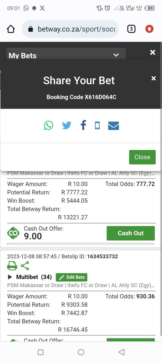 RizzeyHendrix's tweet image. I just placed a bet with Betway. Tap here to copy my bet or search for this booking code in the Multi Bet betslip X616D064C betway.co.za/bookabet/X616D…
edited @SthembisoRade93 selections 🥺makukhanye!!!🕯️🕯️🕯️🕯️