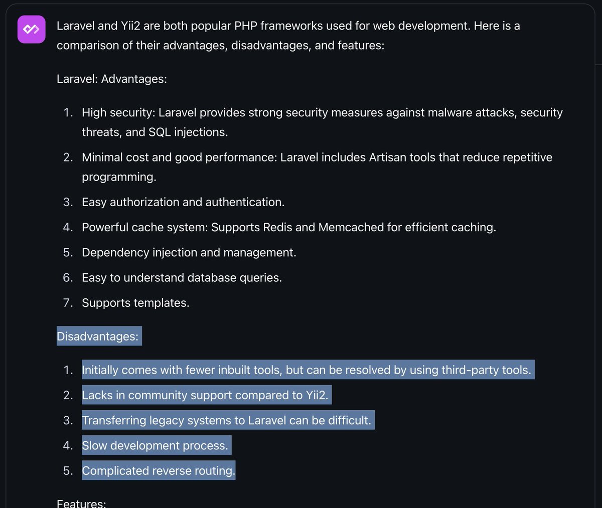 wgblondel's tweet image. AI is really the master of saying BS #AI #Laravel #Yii #webdev