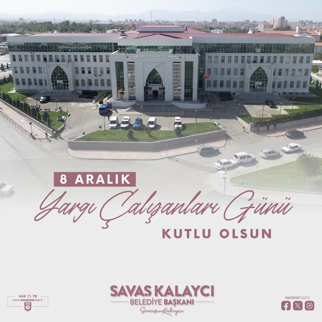 Adaletin sağlanması için gece-gündüz çalışan tüm yargı çalışanlarımızın, 8 Aralık Yargı Çalışanları Günü kutlu olsun.

#8AralıkYargıÇalışanlarıGünü #YargıÇalışanlarıGünü #YargıÇalışanlarıGünüKutluOlsun #Karaman #KaramanBelediyesi #SavaşKalaycı