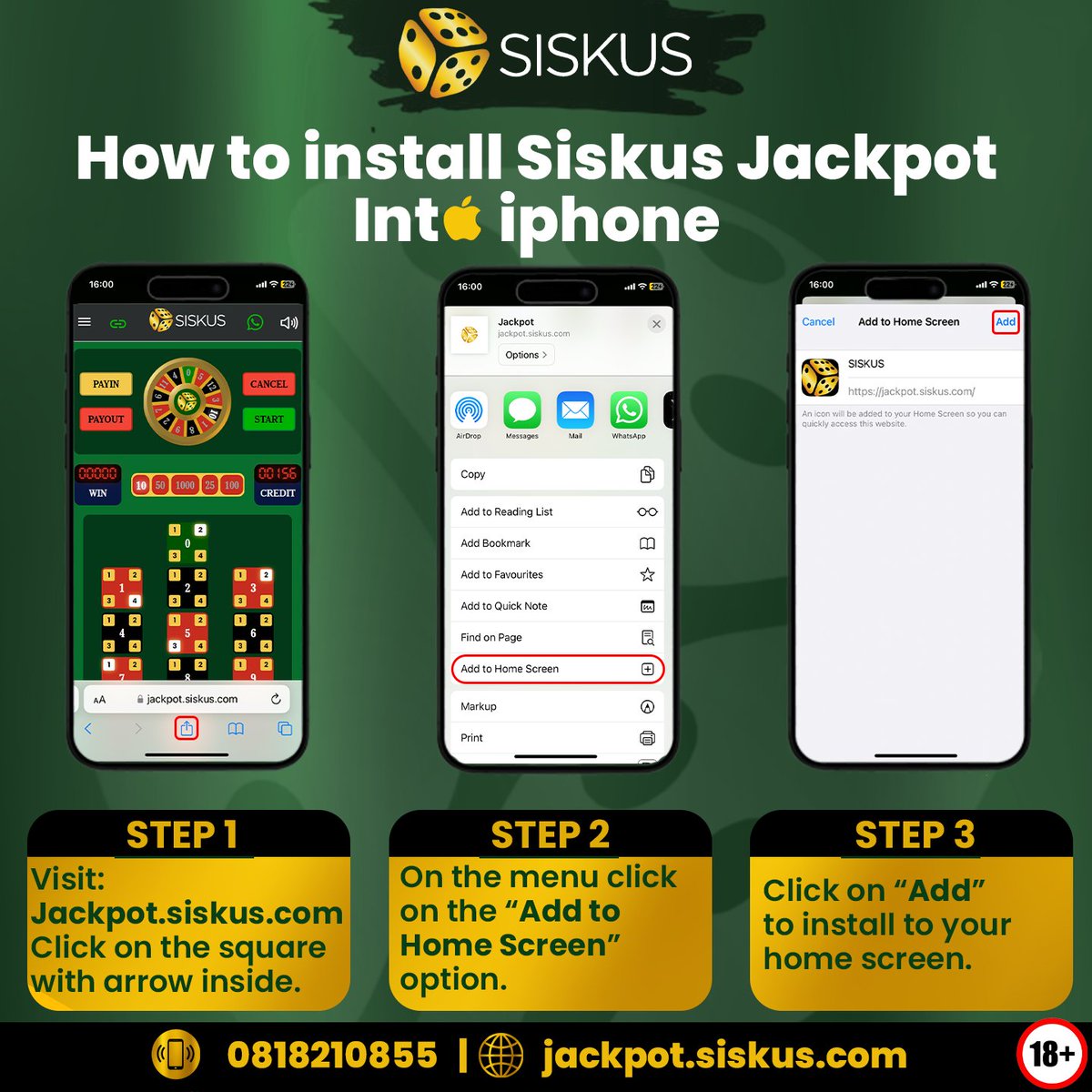 siskusjackpot's tweet photo. Here's how to create a shortcut for your Siskus Jackpot into your iPhone.

Visit: https://t.co/ZUv90tom1E
Contact: 0818210855

#ios #shortcut #iphone #iphone15 #steps #jackpot #siskusjackpot #casino #gamble #play #free #add #home #frontalinstall #play #win #december #friday https://t.co/H56oLlmWjY
