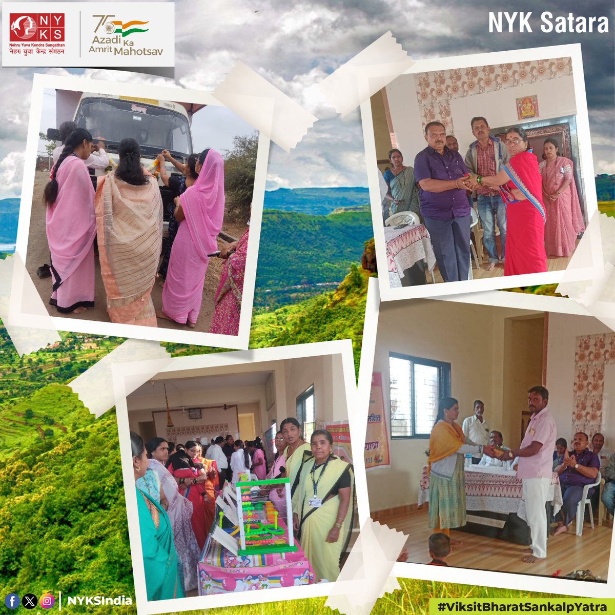 Under the 🌟#ViksitBharatSankalpYatra🌟 organised at Surli Tal. Koregaon of district Satara, youth volunteers of NYK Satara  exhorted the youth to register on the #MYBharat portal in order to avail experiential learning and skill building opportunities.

#MeraYuvaBharat #Satara