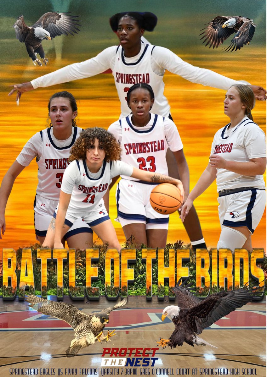 GAMEDAY!!!! Let’s GO!!!! 🦅  BATTLE OF THE BIRDS 

<a href="/SteadGirlsHoops/">Springstead Girls Basketball</a> welcome the <a href="/FivayFalconsGBB/">Fivay Falcons Girls Basketball</a>  to the Nest tonight. 
JV Tips off tonight at 6:00PM with the Varsity to Follow at 7:30PM

#WeOverMe
#YouKnowWhoRocks
#TalonsUp