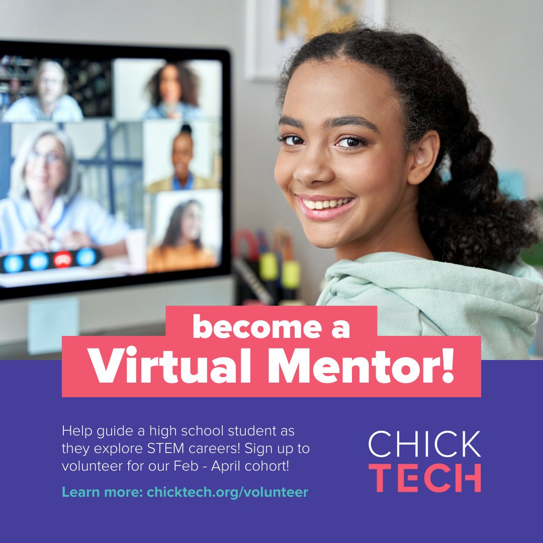 chicktechorg's tweet image. Passionate about tech and empowering the next generation? 💡 Join ChickTech as a mentor for the Winter/Spring 2024 High School Mentorship program! Learn how at chicktech.org/volunteer!
