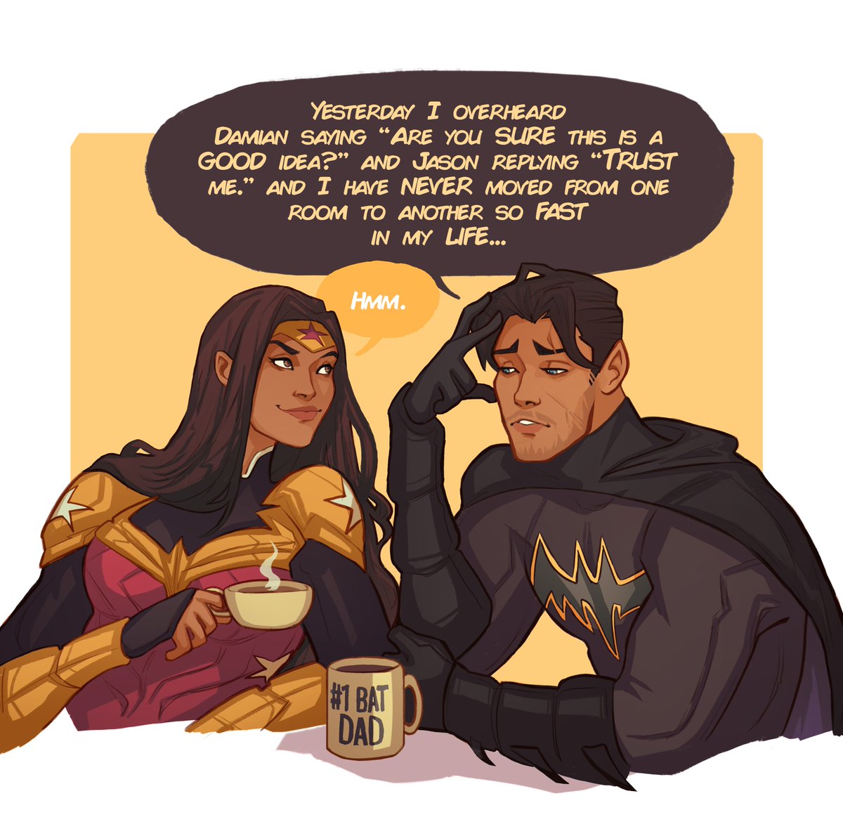 ninalinovna's tweet image. Bruce is a tired dad #DianaPrince #WonderWoman #BruceWayne #Batman #Batfamily