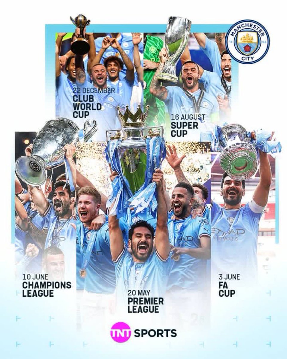 Man United ❌
Liverpool ❌
Chelsea ❌
Arsenal ❌
Tottenham ❌

✅ Manchester City Football Club are the only English club to win a Quintuple in a year! 

Completed Football ✅