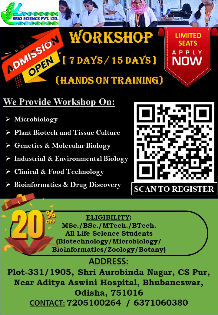 ADMISSION OPEN FOR WORKSHOP (7 DAYS & 15 DAYS)

Special Offer On Christmas & New Year !!!!

REGISTER YOURSELF TO GET 20% OFF.
👇👇👇👇👇👇👇👇👇👇👇👇👇👇

forms.gle/mdm63tCzgqshfN…

Workshop on 
#microbiology 
#molecularbiology 
#clinicalmicrobiology 
#foodmicrobiology 
#genetics