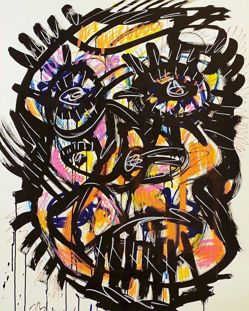 Departing from conventional composition, Jean-Michel Basquiat's graffiti-like scrawl and raw mark-making are hallmarks of Neo-Expressionism. Join us in celebrating Basquiat's legacy with art expanding on the techniques he popularized. saatchiart.com/art-collection…