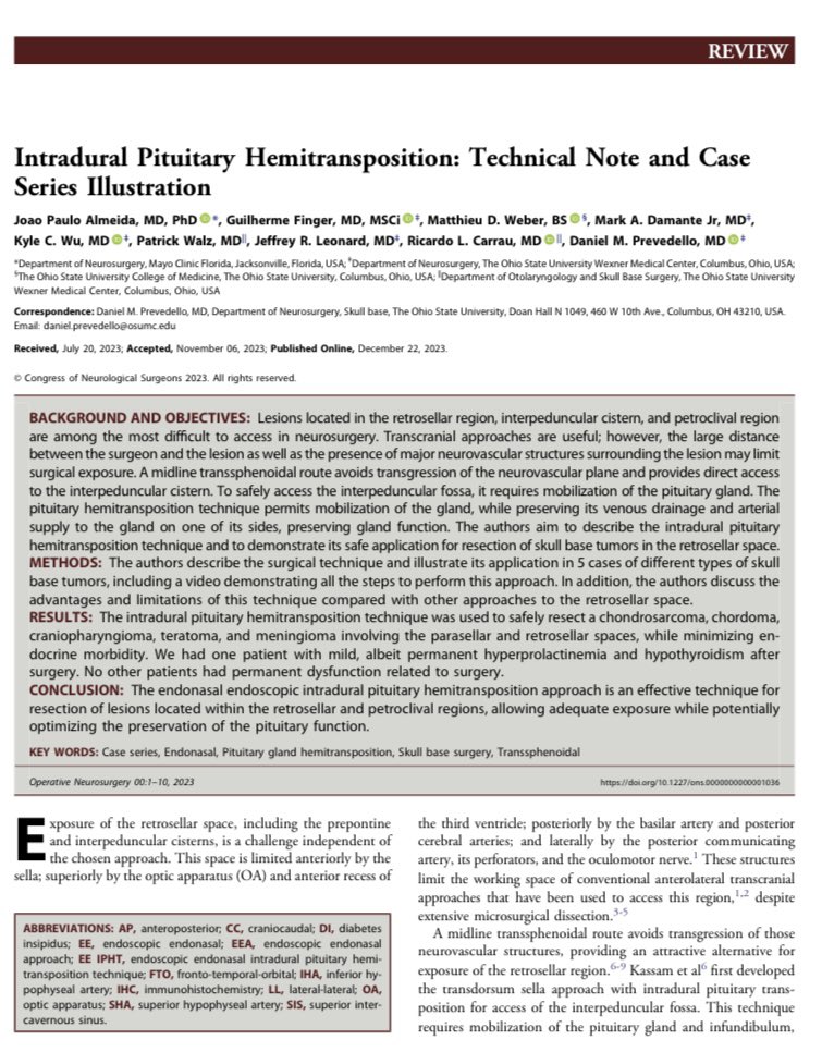 Guilherme Finger (@guilherme_fngr) on Twitter photo Hemitransposition of the pituitary gland allows access to retrosellar pathologies as demonstrated in this incredible paper published in ONS/<a href="/NeurosurgeryCNS/">Neurosurgery Publications</a> in a contribution between the <a href="/OSUWexMed/">The Ohio State University Wexner Medical Center</a>+<a href="/mayoflnsgyres/">Mayo Clinic Florida Neurosurgery Residency</a> skull base departments <a href="/PrevedelloDanny/">Danny Prevedello</a> <a href="/carrau_l/">ricardo l. carrau</a> <a href="/joao_p_almeida/">Joao Paulo Almeida</a> Hemitransposition of the pituitary gland allows access to retrosellar pathologies as demonstrated in this incredible paper published in ONS/<a href="/NeurosurgeryCNS/">Neurosurgery Publications</a> in a contribution between the <a href="/OSUWexMed/">The Ohio State University Wexner Medical Center</a>+<a href="/mayoflnsgyres/">Mayo Clinic Florida Neurosurgery Residency</a> skull base departments <a href="/PrevedelloDanny/">Danny Prevedello</a> <a href="/carrau_l/">ricardo l. carrau</a> <a href="/joao_p_almeida/">Joao Paulo Almeida</a>