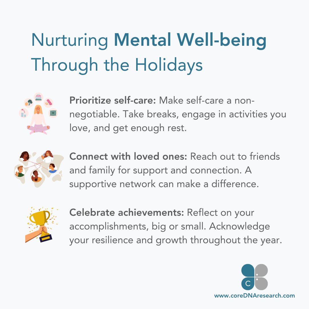 As we step into the festive season, let's prioritize our mental health amidst the hustle and bustle. Here are some gentle reminders and tips to help you stay mentally healthy during the holidays.

#MentalHealthMatters #HolidayWellness #SelfCare #MindfulCelebration