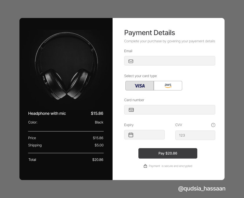 Hello,

It's Day 09 of the #100DaysUI challenge. 
Today's design credit card checkout form. 

Don't forget to drop your feedback😇
#uiux #uiuxdesign #uidesigner #dailyui #100dayschallenge #100days #challenge #CreditCardCompetitionAct #figma #figmadesign