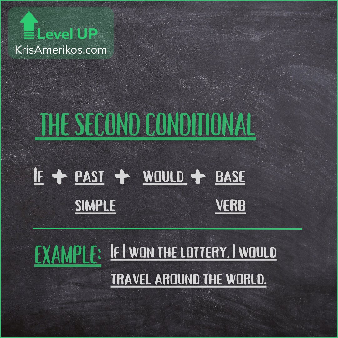 The second conditional follows the pattern:
'If + past simple, would + base verb.'

Learn more about the second conditional in this video: youtube.com/shorts/f1KMKDb…

#grammar #grammartips #grammarschool #grammarchallenge #learnenglishdaily #englishlearning #speakenglish