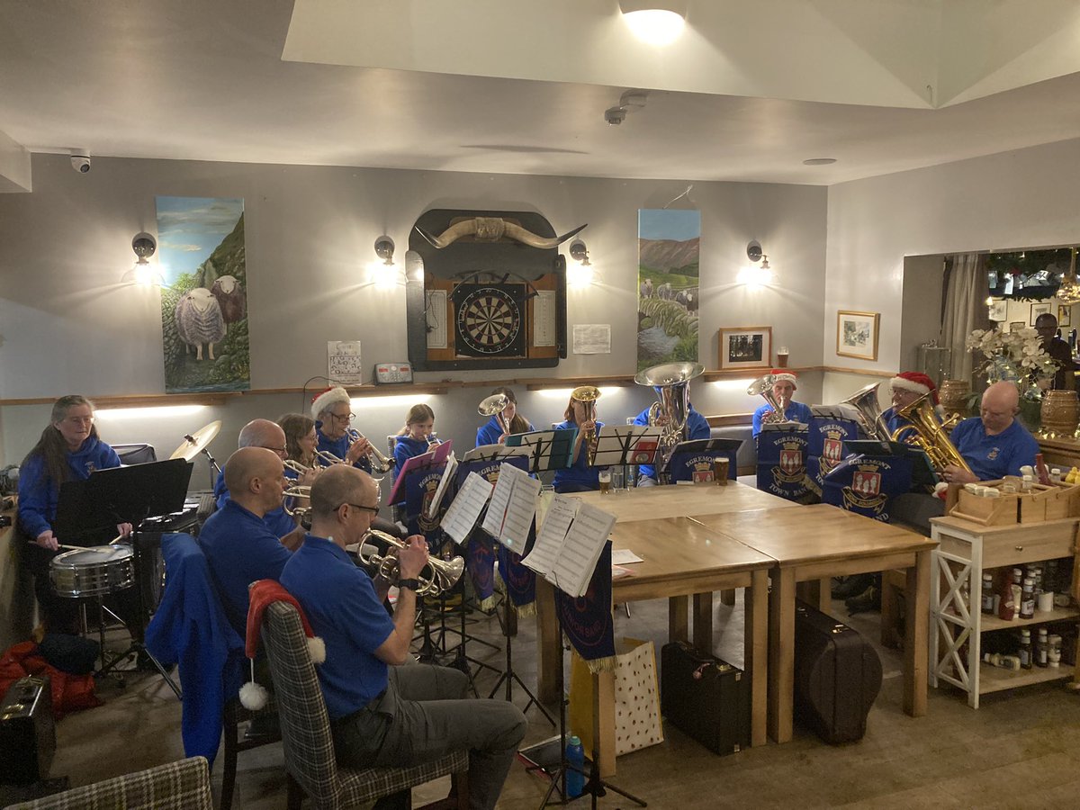 And more #FestiveBrass. <a href="/EgremontTBand/">Egremont Town Band</a> at the <a href="/BowerHouseInn/">Bower House Inn</a>, taking requests and enjoying the hospitality.