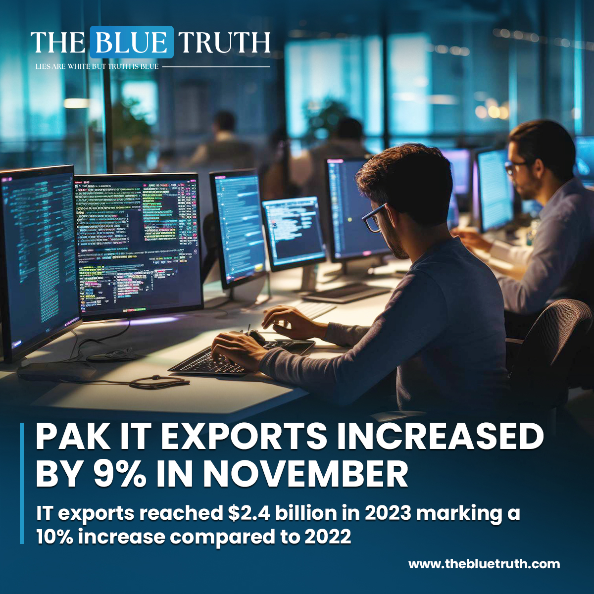 thebluetruth_'s tweet image. Pakistan&apos;s IT exports increased by 9% in November.
IT exports reached $2.4 billion in 2023 marking a 10% increase compared to 2022.

#ITExports #PakistanTechnology #DigitalEconomy #EconomicDevelopment #ForeignExchange #tbt #TheBlueTruth