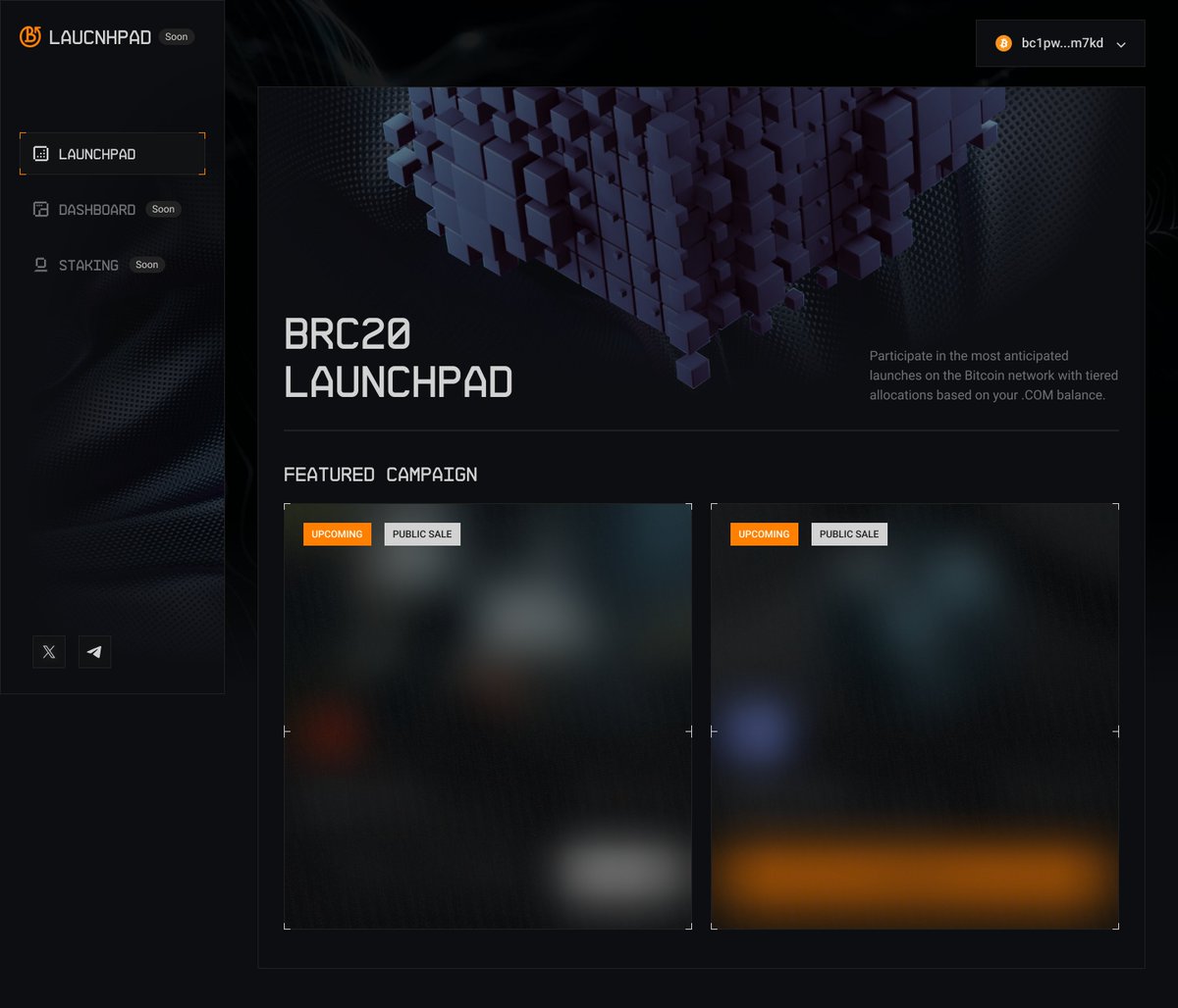 Get ready for the BRC20.com Launchpad!

Following our successful IFO platform launch, where over 60% of $COM tokens are now staked in the DRK IFO, we're thrilled to announce the upcoming introduction of the BRC20 Launchpad.