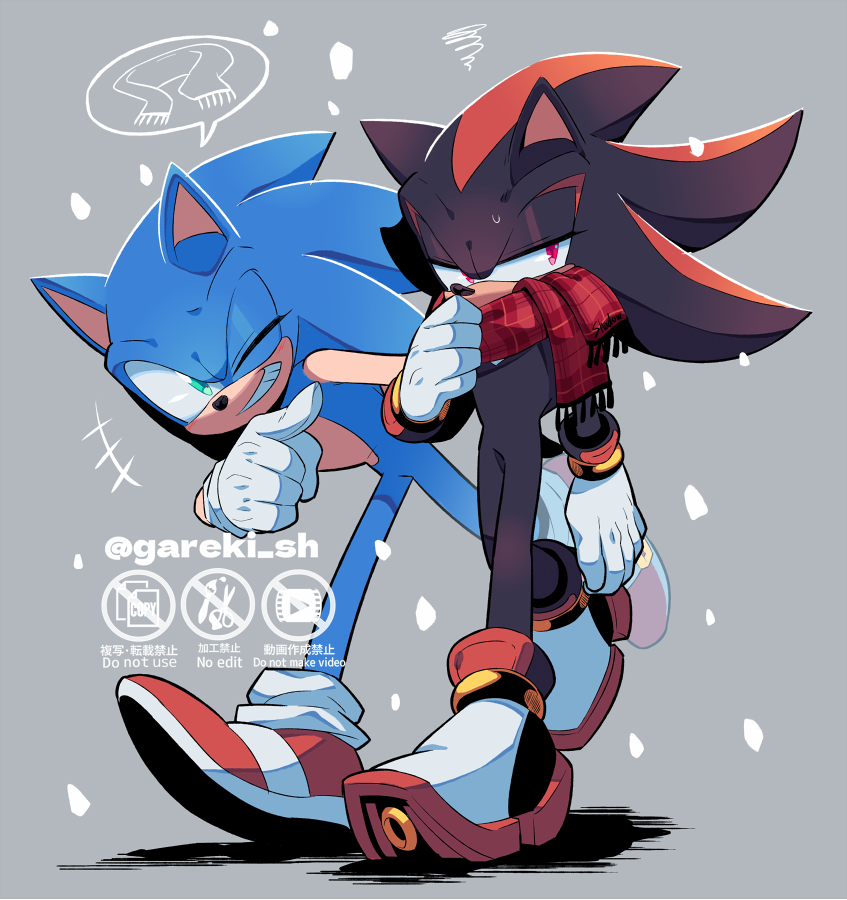 shadow the hedgehog ,sonic the hedgehog 2boys multiple boys male focus gloves furry male white gloves furry  illustration images
