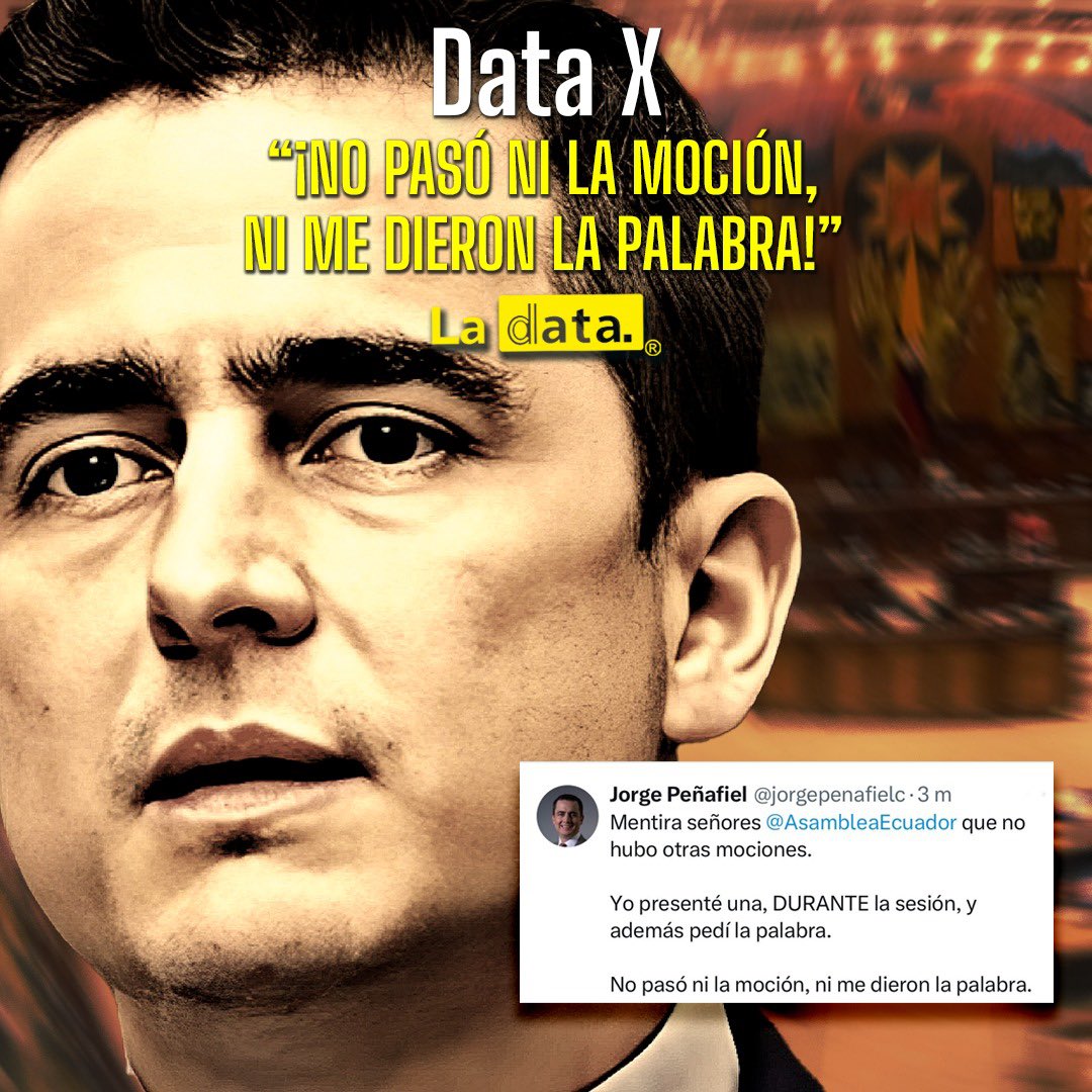 ElDatoEcua's tweet image. #DataX  “¡NO PASÓ NI LA MOCIÓN, NI ME DIERON LA PALABRA!” 

El Asambleísta Jorge Peñafiel, reconoce haber solicitado la palabra y la presentación de una moción durante la Asamblea del día de ayer. 
@jorgepenafielc 

@LaDataEc 👈

#Ladata #Ecuador #política
