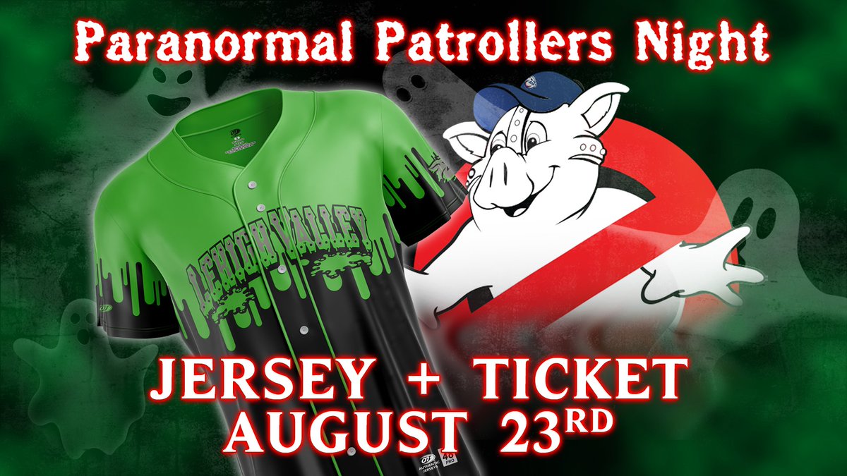 Who you gonna call? 👻 Grab your Paranormal Patrollers ticket package for a chilling night—sport a spooky jersey, join the supernatural squad at the game, and unravel the mystery as the IronPigs face the Red Wings on Friday, August 23! 🔗: offer.fevo.com/iron-pigs-vs-r…