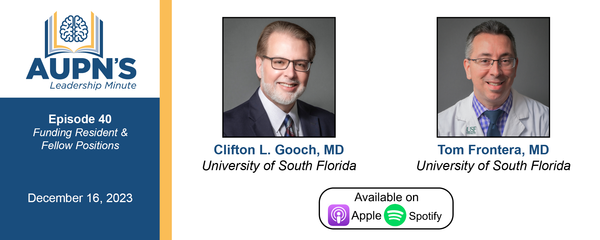 In this month's Leadership Minute podcast episode, Dr. <a href="/GoochClifton/">Clifton Gooch</a> speaks with Dr. Tom Frontera about funding mechanisms for #neurology residents and fellows and ways you could potentially increase funding lines in your program. 
aupn.org/i4a/pages/inde…   #neurotwitter