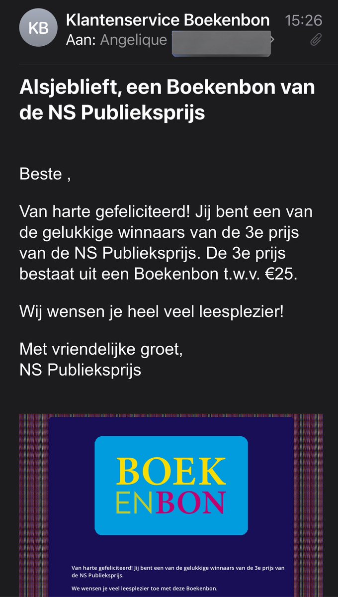 sunnygirlangie's tweet image. Vandaag bleek mijn lucky day 😄. Ik won de 3e prijs van de NS Publieksprijs 🎉. Benieuwd of jullie suggesties hebben welk boek ik hiervoor zou moeten aanschaffen. Alle tips zijn welkom! #NSPublieksprijs