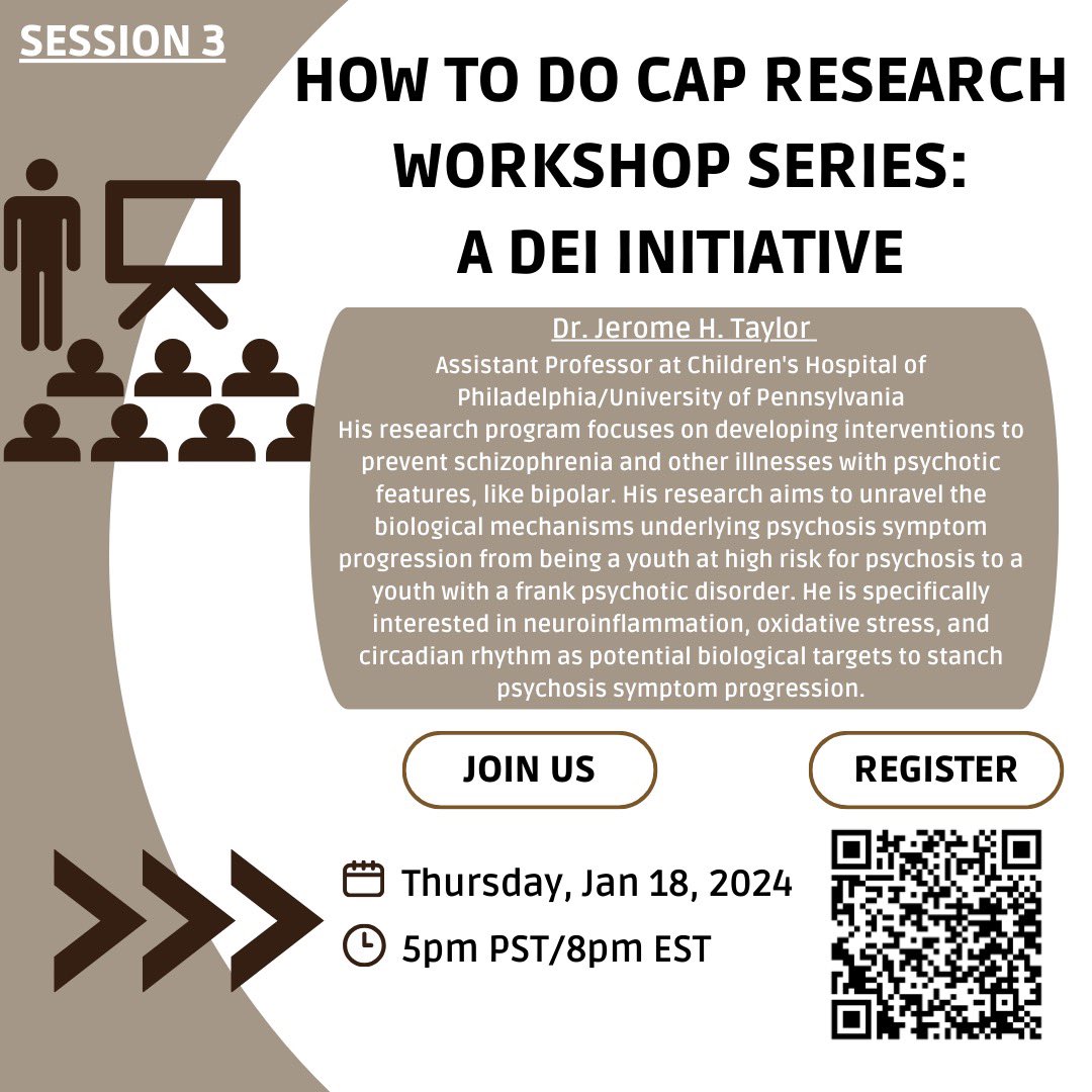 ‼️Event Alert‼️ Join us on January 18th for a discussion with Dr. Jerome Taylor for the third session of the How to CAP Research Series!🤩 Time: 7PM ET/ 4PM PT  Register: us06web.zoom.us/meeting/regist…