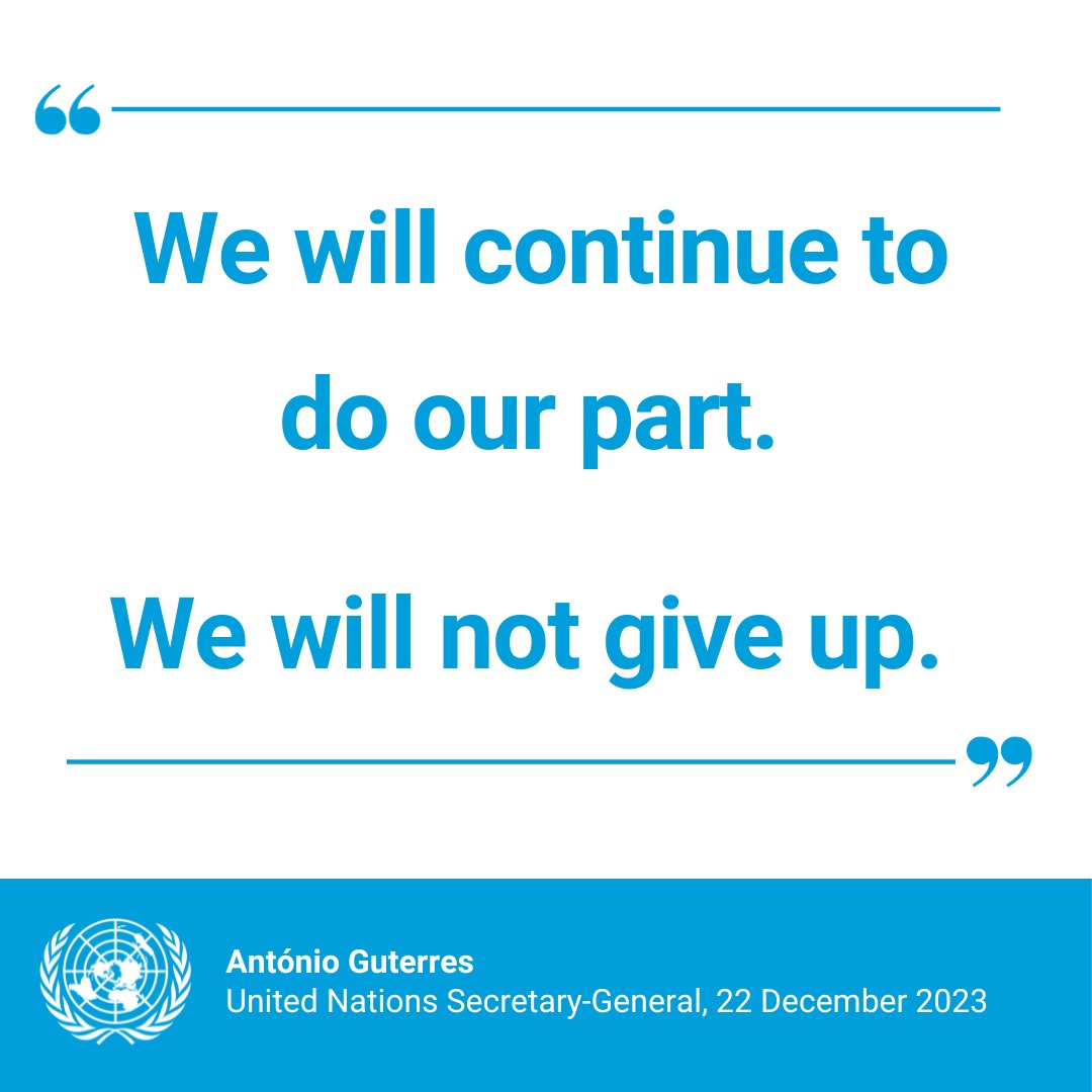 “As the conflict intensifies & the horror grows, we will continue to do our part. We will not give up.” As conflict devastates the Middle East, @antonioguterres says the UN will never stop working for peace, stressing need for a humanitarian ceasefire. un.org/sg/en/content/…