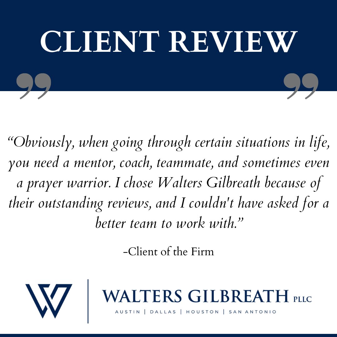 Nothing makes our work more fulfilling than hearing about the positive impact we've had on our clients' lives. Thank you to our clients for sharing their experiences and for allowing us to be a part of their journey towards success.

#familylawyer #divorce #review #texaslawyer