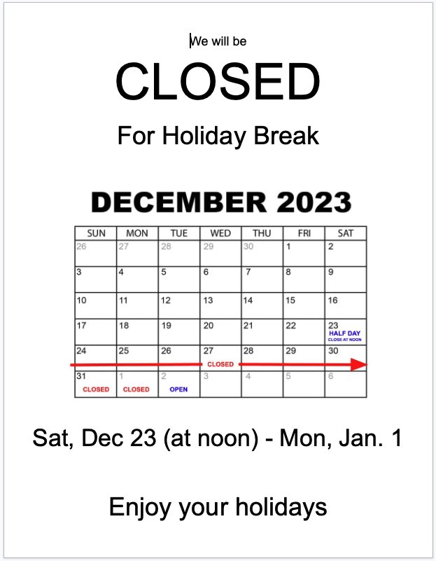 We close at noon on Sat, Dec 23 and will reopen the store on Tues, Jan 2, 2024. Happy Holidays! - The Staff at Old Pueblo Coin