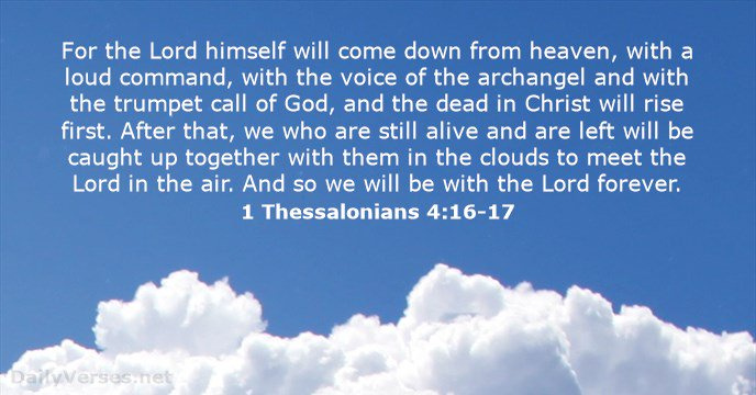 For the Lord himself will come down from heaven, with a loud command, (Shout) @chewyjean @priscil55827536 @freebetsyb @alphaa16147110 @winstoncooper16 @barnes_cynette @jameskozlinski @groupehaus @linsonvarughese @angelar23572632 @4everyoungmary @gleutz