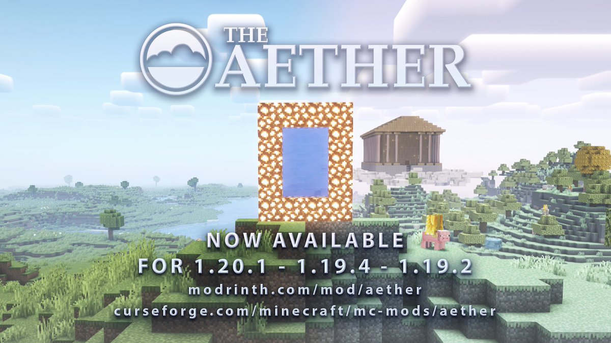 The original Aether mod, updated and remastered for modern Minecraft

The Aether mod is now available for 1.19.2, 1.19.4, and 1.20.1

Download now on Modrinth or Curseforge