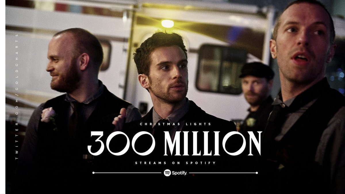 .@Coldplay's 'Christmas Lights' has now surpassed 300 million streams on Spotify. It's their 18th song to do so!