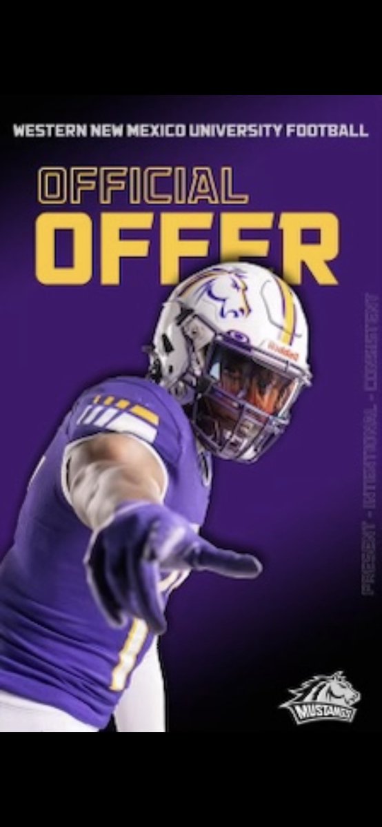 After a great conversation with @CoachJamesLee_ I am blessed to announce I’ve received an offer to play at @WNMUFootball !! Go Stangs ! @MikeSheahan122 @Athletics_SCA