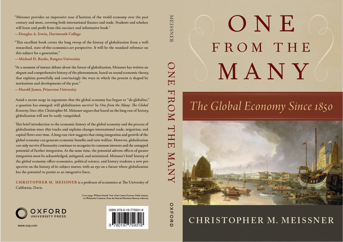 cmicmeissner's tweet image. Release date for my book "One from the Many: The Global Economy since 1850" is late-February 2024. Looking forward to sharing more about the book in the near future. More info from OUP: tinyurl.com/4kh56m97 Pre-orders on Amazon: tinyurl.com/y8kt8tep