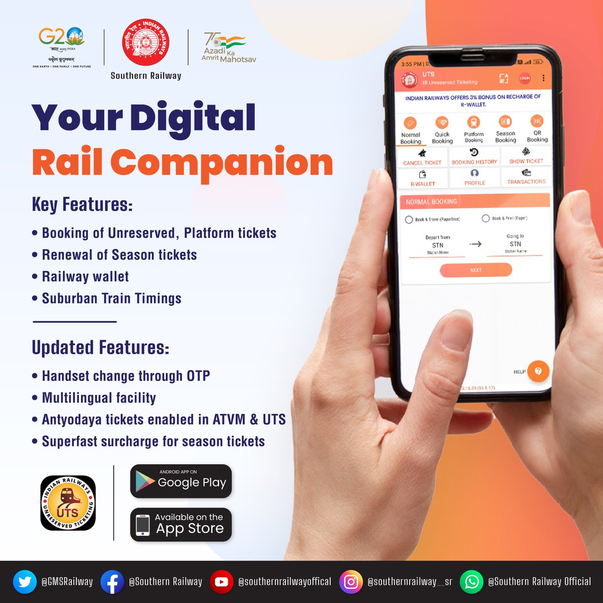 Your train journey just got easier with the latest updates to the #UTSApp!  

Experience a seamless booking process, stay informed with real-time train updates, & enjoy enhanced security features.  

#EasyBooking #RealTimeUpdates #SecureTravel #GoDigital #DigitalTicketing